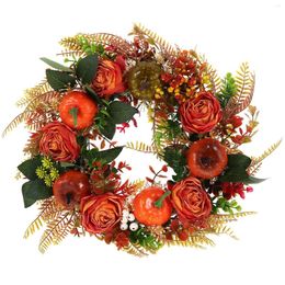 Decorative Flowers Roses Plants Wreath Fall Eucalyptus Pendant Simulation Leaf Hanging Scene Layout Decor Door Decoration