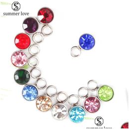 Charms 12 Month Birthday Stones Stainless Steel Pendant Bracelet Necklace Rhinestone Crystal Round Diy Jewelryz Drop De Dhnwy