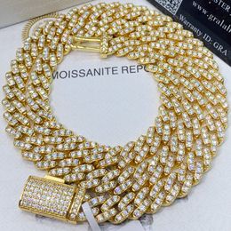 8mm 18-24inch Gold Plated S925 Sterling Silver Moissanite Diamond Cuban Chain Necklace 7/8/9inch Bracelet Links Jewelry For Men Women Nice Gift