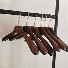 Hangers Racks Solid wood set hanger brass household winter coat hanger black walnut clothing store display rack 230408