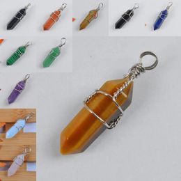 Pendant Necklaces Agate/Sandstone/Lapis/Tigereye/Green Malachite/Amethyst/Opal/Quartz Lucky Point Wire Wrapping Jewellery For Woman Gift