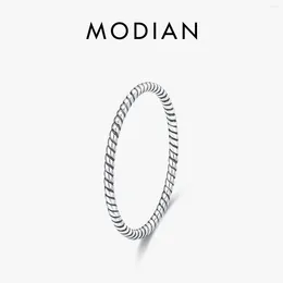 Cluster Rings MODIAN 925 Sterling Silver Twisted Simple Vintage Ring Trendy Retro Holiday Party Stackable For Women Fine Jewellery Gifts