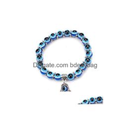 Beaded 10Pcs/Lot Blue Evil Eye Bracelet Charms Lucky Hand Fatima Bracelets Gift New Drop Delivery Jewelry Bracelets Dhu2N