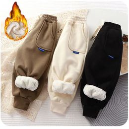 Trousers Kids Paded Pants Boys Girl Plus Velvet Thick Warm Trousers Autumn Winter Cotton Outer Wear Sport Casual Pants Children Clothes 231108