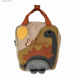 Backpacks Personalized Dinosaur Toddler Backpack Boy School Bag for Toddler Kindergarten Backpack Kids Embroidery Name Cute Baby BackpackL231108