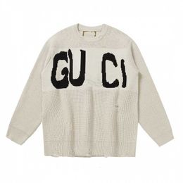 Knits Women's Tees High version autumn and winter GU family name B letter men women loose knitting pullover sweater UUE6