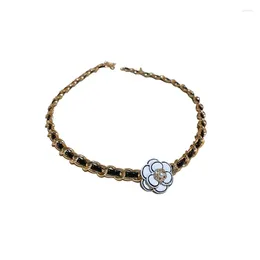 Choker Black Pu Leather Flower Chokers Necklace Jewellery For Women