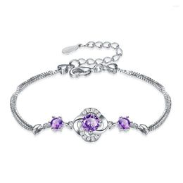 Charm Bracelets MIQIAO Silver Plated Leaf Flower Fashion Korean Style Simple Vintage Crystal Bangle Wrist Chain Band Bracelet For Women