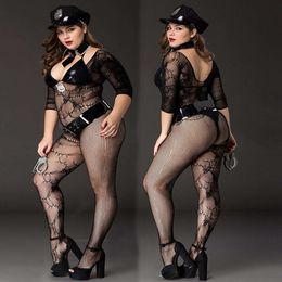 Porno Plus Size Women S Bodysuit Sexy Lingerie Police Uniform Cosplay Erotic Latex Catsuit Costumes Sex Role Play Outfits