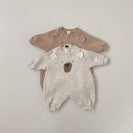 Rompers Milancel Spring Baby Jumpsuit Baby Bear Cute Wool Padded Bodysuit Toddler Girl 230408