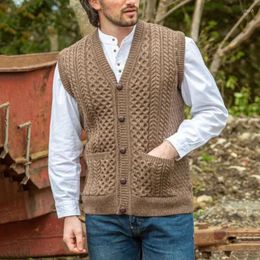 Men's Vests Fashionable Vest Sweater Sleeveless Solid Color Single Breasted Tops 2023 Spring Leisure Daily Outer Clothes