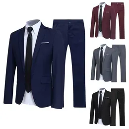 Men's Suits Groom Suit Set Men Slim Formal Lapel Pockets Trendy Buttons Blazer For Business