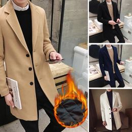 Men's Trench Coats Men Coat Single Breasted Keep Warm Man Thick Turn-down Collar Woolen Jacket