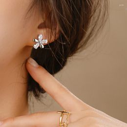 Stud Earrings 2023 Zircon Flower For Women Girls Handmade Party Wedding Beach Jewelry Gifts Eh1348