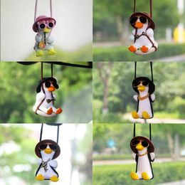 Decorations Cute Swing Pendant Rearview Mirror Ornaments Gypsum Duck Car Interior Decoraction Accessories Birthday Gift AA230407