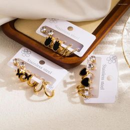 Hoop Earrings 2023 Trending Palm Love Heart Butterfly Set Stainless Steel Gold Colour Woman Statement Jewellery