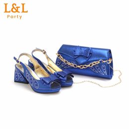 Dress Shoes Royal Blue Special Design Decorated with Shinning Rhinestones Design Shoes and Bag Set For Women Luxury Wedding Party 231108