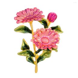 Brooches Colorful Enamel Daisy Flower Brooch Women Fashion Elegant Rose Lotus Lapel Pin Tree Plant Rhinestone Badge Jewelry