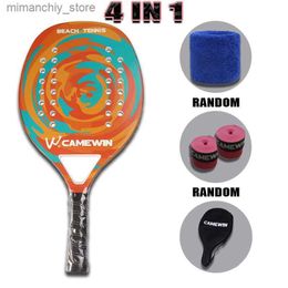 Tennis Rackets Camewin Adult Professional Full Carbon Beach Tennis Racket 4 IN 1 Soft EVA Face Raqueta With Bag Unisex Equipment Padel Rackets Q231109