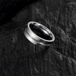 Wedding Rings 2023 European And American Simple Fashion Jewellery Wholesale Standard US Size 6MM Wide Middle Groove Stainless Steel Ring