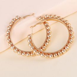 Hoop Earrings Punk Circle For Women Vintage Gold Colour Round Beaded Girls Fashion Jewellery Wholesale