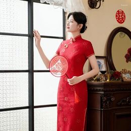 Ethnic Clothing Summer Plus Size Lady Qipao Sexy Slim Split Lace Cheongsam Spring Elegant Classic Mandarin Collar Long Chinese Dress