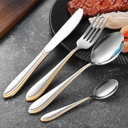 Dinnerware Sets Luxury Stainless Steel Cutlery Set Dinner Spoon And Fork Gold Plated Tableware Knife Tea