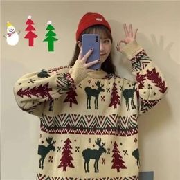 Christmas sweaterElk Sweater Youth Autumn and Winter New Korean Edition Fashion Brand Premium Couple Lazy Style Knit Shirt