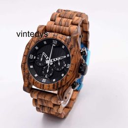 Watches For Men Quartz Multi-function pointer quartz men's watch natural environmental protection wooden table Japanese and Korean