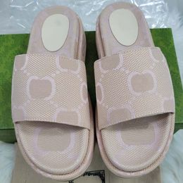 Designer Slipper Womens Double g Slide Sandal Designer Multicolor Platform Slippers Burgundy Mini Printing Fabric Rubber Sole Shoes