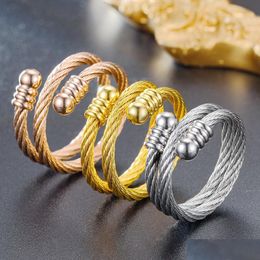 Band Rings Trendy New Simple Ring Opening Adjustable Titanium Steel Live Mouth Personality Niche Couple Jewellery For Women Men Dhgarden Dhxj5