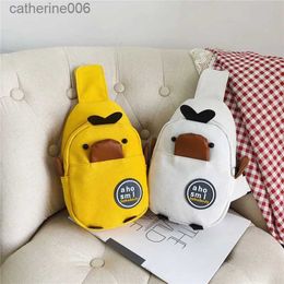 Backpacks Children Crossbody Bags Kids School Bag Canvas Chest Bag Shoulder Bag For Baby Kids Cute School bag boy girl light Bag Duck bagL231108