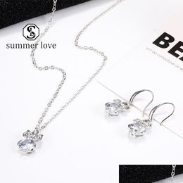 Earrings Necklace Fashion Owl Flower Slippers Pendant Chain Necklece Earring Set For Girl Gold Sier Zircon Dangle Dh720