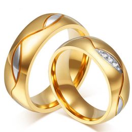 Cluster Rings Wedding Couple Set Men &women Him &her Rose18k Gold 2 Colours Titanium Stainless Steel Zircon Diamonds Jewellery Lover Gi