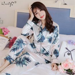 Women's Sleepwear Plus Size M-5XL Pajamas Autumn Women's Silk Satin TopPants Pajama Set Evening Dress Women's Pajama Set Evening Dress 230408