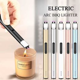 Lighters Hot Power Display Electric Pulse Flameless Arc Lighter Type-C USB Rechargeable Candle Kitchen No Gas Stove Ignition Gun Gift Box
