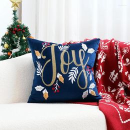 Pillow 45x45cm Christmas Decoration Pillowcase Xmas Elk Embroidery Stamping Cottoon Case Happy Year Cover 2024