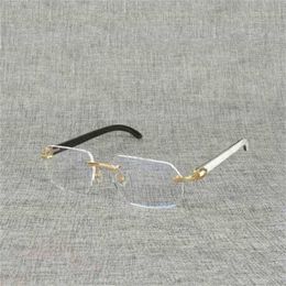 Luxury designer summer sunglasses Natural Wood Square Clear Buffalo Horn Oversize Rimless Eyeglasses Frame for Men Reading Optical Oval Oculos GlassesKajia