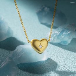 Chains AIDE 925 Sterling Silver Octagonal Star Zircon Heart Necklaces For Women 18k Gold Plated Pendant Necklace Fine Couple Jewelry