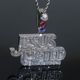 New Designer Jesus Gifted Letter Charm Pendant Necklace with Rope Chain Hip Hop Women Men Full Paved 5A Cubic Zirconia Boss Men Gift Jewellery