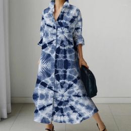 Casual Dresses Women's 2023 Korean Fashion And Elegant Versatile Dress Simple Lapel Long-Sleeved Loose Cardigan Street Beat Long Robe