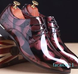 Dress Shoes Office Men Floral Pattern Formal Leather Luxury Fashion Groom Wedding
