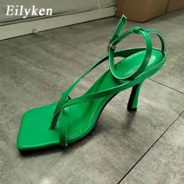 Sandals Eilyken Fashion Narrow Band Gladiator Women Thin High Heels Shoes Elegant Square Toe Ankle Buckle Strap Party Pumps 230408