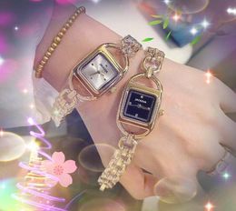 Popular Small Square Quartz Battery Super Bright Watch full stainless steel hollow strap bracelet women Clock lovers Super Bright Rose Gold Watches montre de luxe