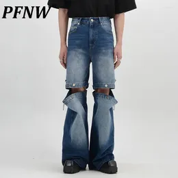 Men's Jeans PFNW Autumn Chic Metal Button Design Tide Dismantling Shorts Covers Loose Wide Leg Floor Wearproof Trousers 12Z1571