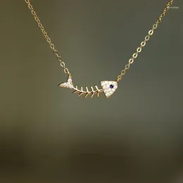 Pendants 925 Sterling Silver 14K Gold Plated Chain Necklace Fish Zircon Pendant Cute Fashion Trendy Luxury Jewellery For Girl Lady Gift