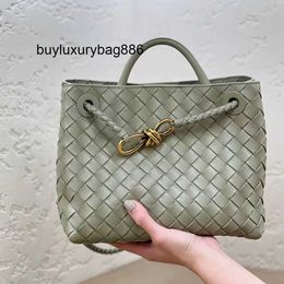 Luxury Handbag Botteg Andiamoes 2023 New Andiamo Small Handbag Woven Tote Bag One Shoulder Crossbody Vegetable Basket Water Bucket Women's