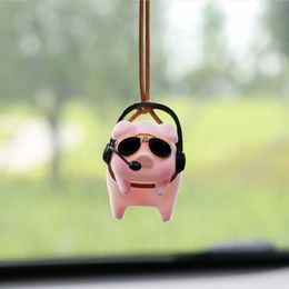 Interior Decorations Accessories Cute Swing Pig Rearview Mirror s Birthday Gift Auto Decoration Car Pendant Ornaments AA230407
