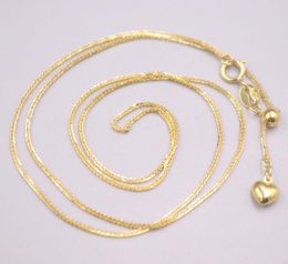 Chains Real 18K Yellow Gold Necklace Women's Female Wheat Chain 45cm/18inch Gift Thin Neckalce Jewellery Heart Adjustable