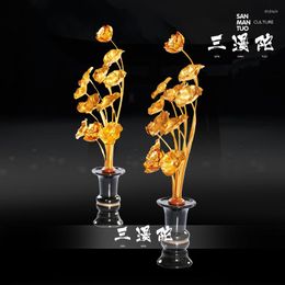 Jewellery Pouches Buddhist Supplies Handmade Golden Lotus Lamp For Buddha Flower Bottle Aluminium Vase Ceramic